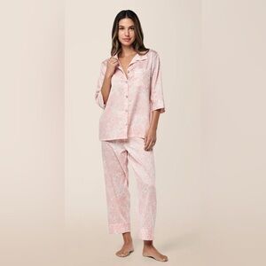 Papinelle Women’s Cheri Blossom Crop 100% Cotton Pajamas Pink Size Small